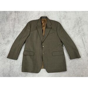 Ralph Lauren Suit Jacket Mens 48 L Taupe Wool Hopsack Nails Head Designer Sport